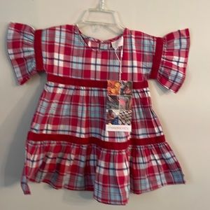 Masala Baby 6-12mos, 2 pcs set, Tartan plaid, tag attached.